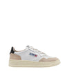 Sneakers Uomo Medalist Low in pelle bianca e suede beige