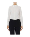 Camicia Donna Bianca in misto seta con bottoni frontali nascosti