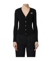 Cardigan Donna con logo ricamato sul petto e bottoni frontali