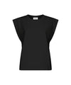 T-shirt Donna nera, a girocollo, con maniche corte e logo posteriore