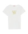 T-shirt Bambina Bianca con logo e strass