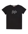 T-shirt Bambina con logo e strass Nero