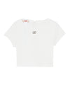 T-shirt Bambina cropped a costine Bianco