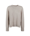 Maglia Donna Beige a girocollo con bottoni laterali