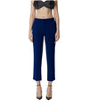 Pantaloni Donna in doppio crêpe con spacchetti Blu modella frontale
