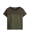 T-shirt Donna con inserto carré in jersey e maniche corte