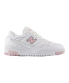 Sneakers Unisex modello 550 Bianco dettagli Rosa