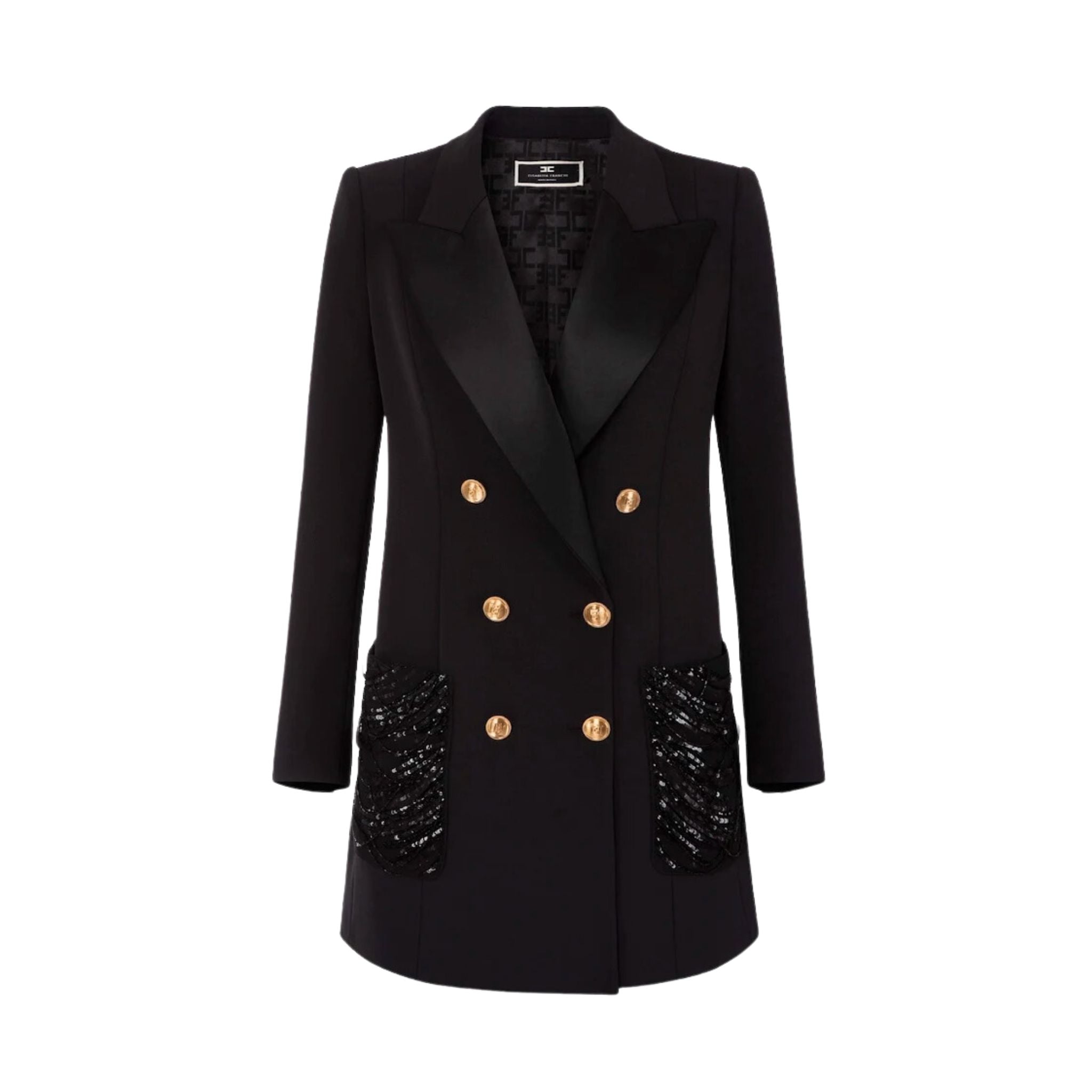 【ELISABETTA FRANCHI】ローブドレス ジャケット風 長袖 ベルト ELISABETTA FRANCHI】ローブドレス ジャケット風 長袖 ベルト