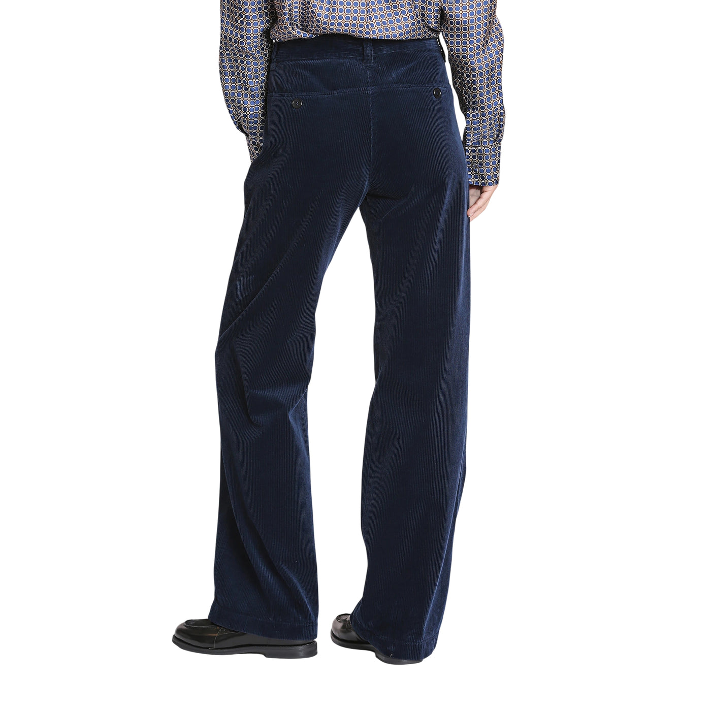 Pantaloni Donna in velluto a coste Navy retro