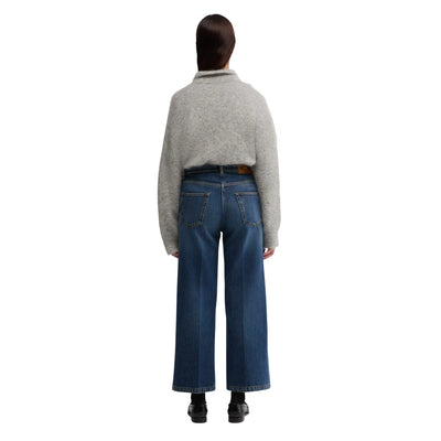 Pantaloni Donna wide leg in denim modella retro