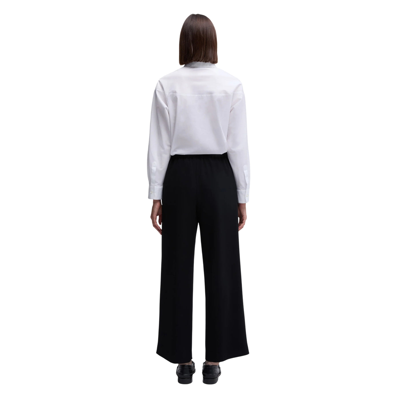 Pantaloni Donna con vita elasticizzata Nero modella retro