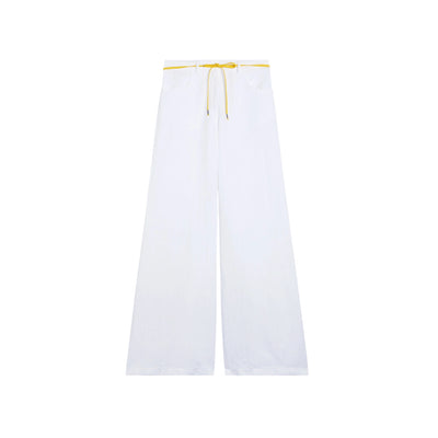 Pantaloni Donna in misto lino Bianco