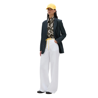 Pantaloni Donna in misto lino Bianco modella frontale