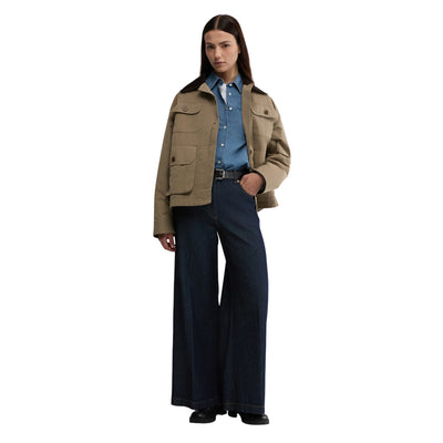 Pantaloni Donna a gamba ampia e svasata in denim modella frontale