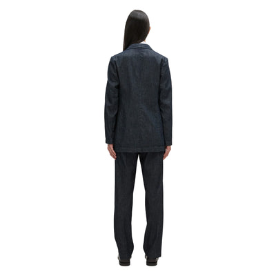 Giacca Donna Monopetto in Denim modella retro