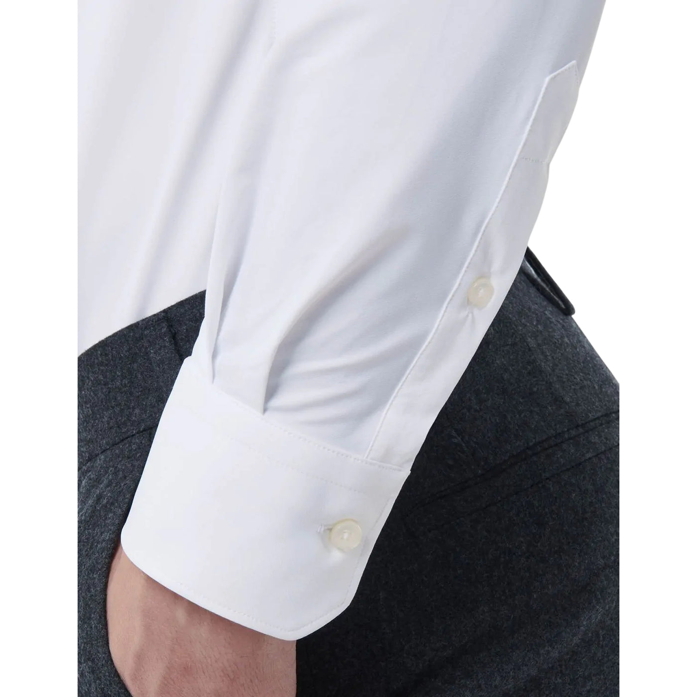 Camicia Uomo Bianca tinta unita, con colletto alla francese piccolo