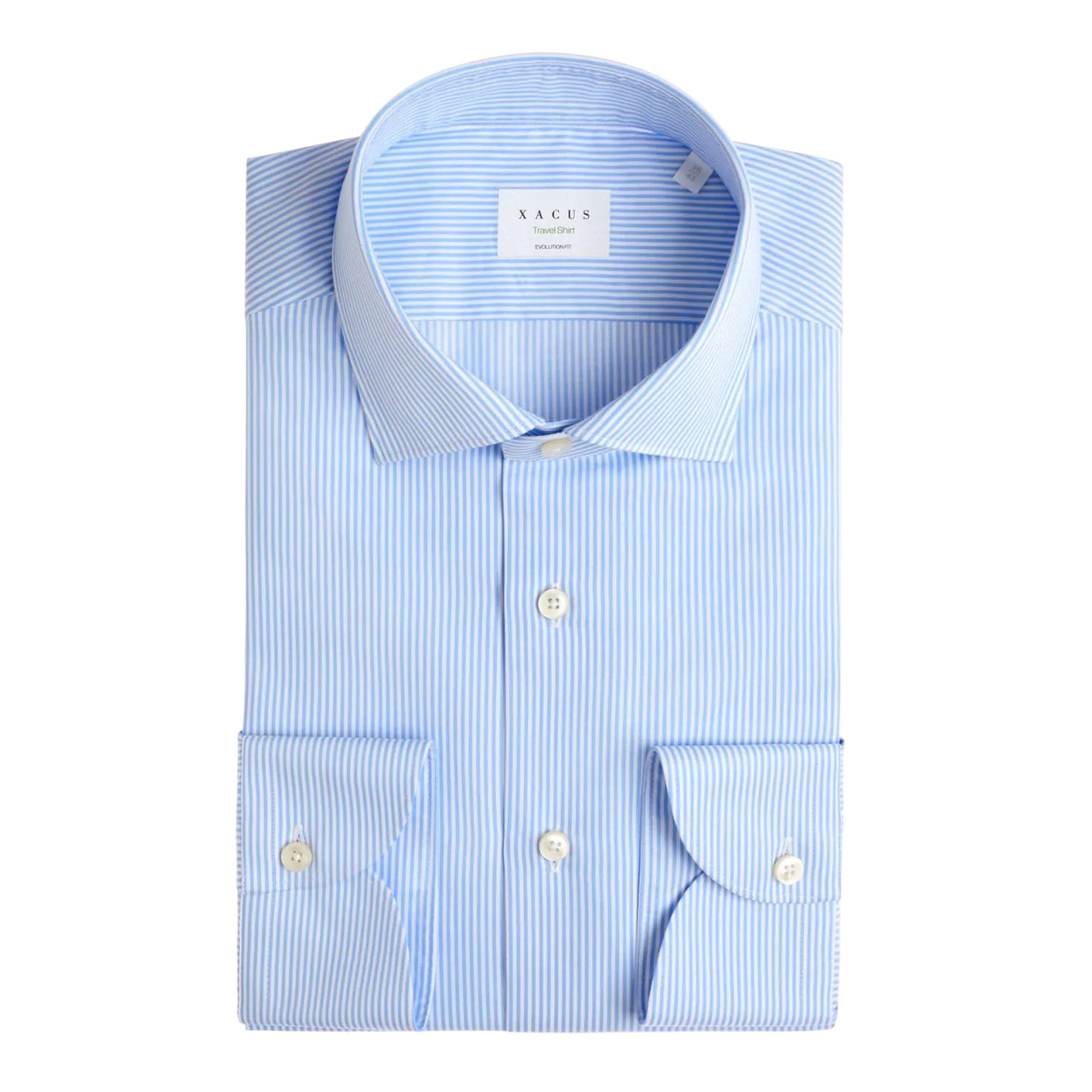 Camicia Uomo Celeste con motivo a righe e colletto semirigido