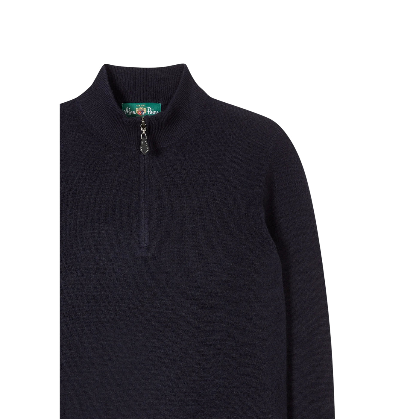 Maglione Uomo con zip 1/4 in lana Navy dettaglio