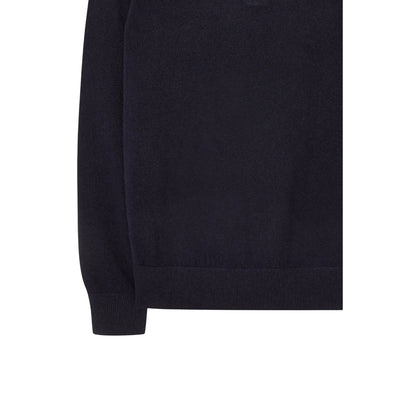 Maglione Uomo con zip 1/4 in lana Navy dettaglio al fondo