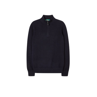 Maglione Uomo con zip 1/4 in lana Navy