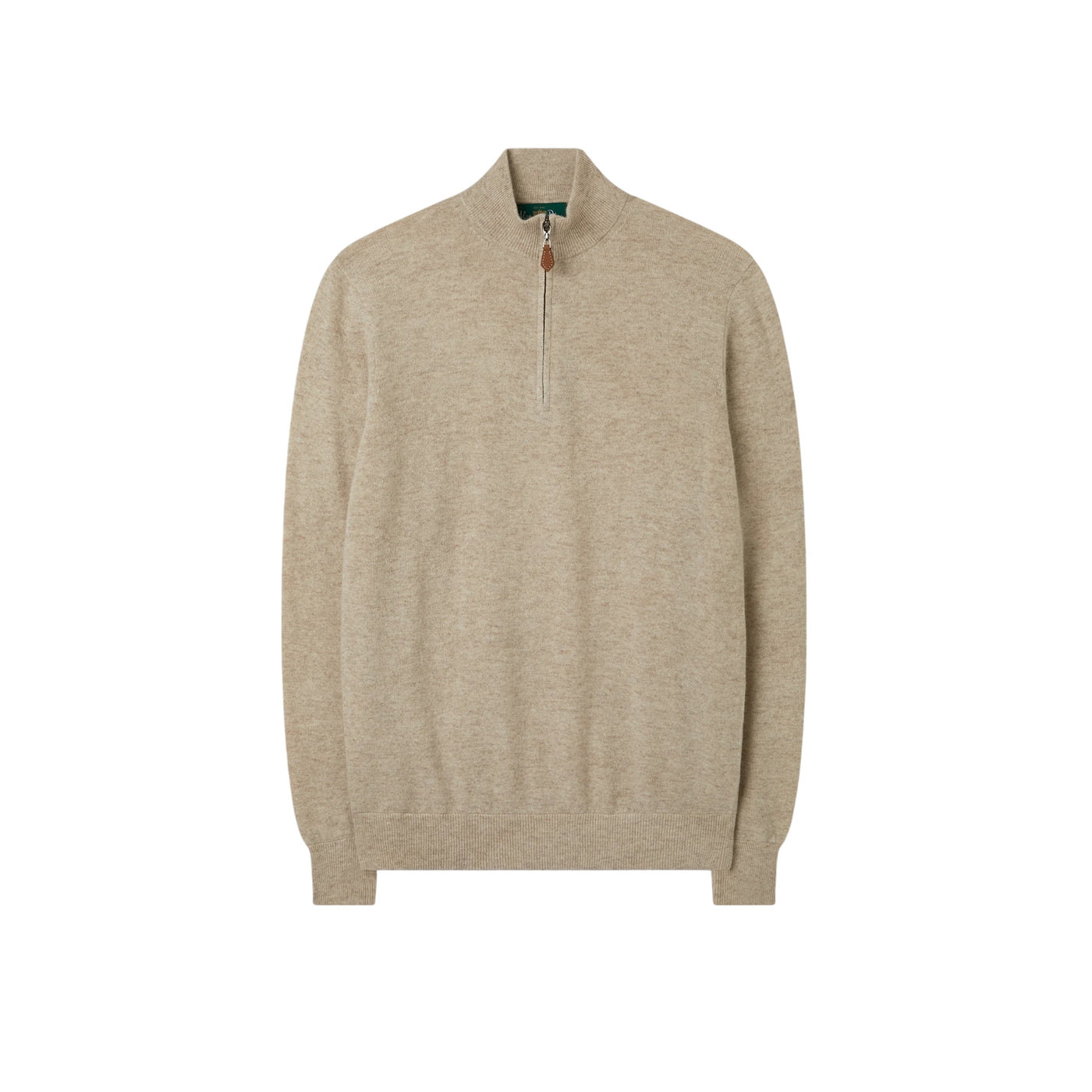 Maglione Uomo con zip 1/4 in lana Beige