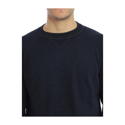 Dettaglio ravvicinato Maglia in misto cotone e lana merino Blu