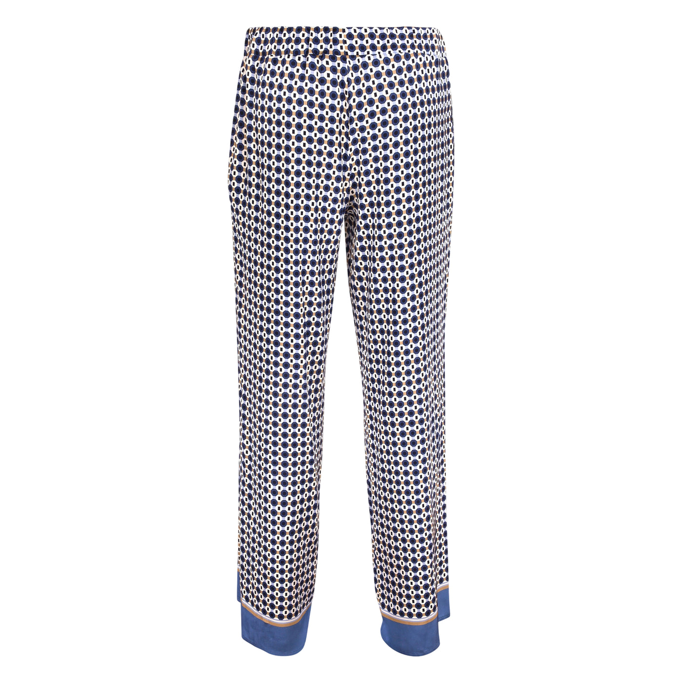 Pantaloni Donna in viscosa con stampa blu retro