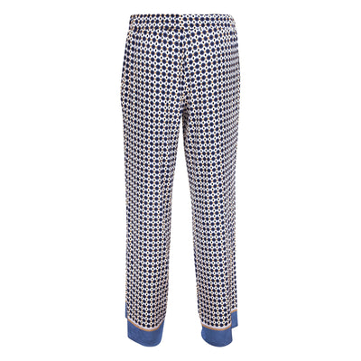 Pantaloni Donna in viscosa con stampa blu retro