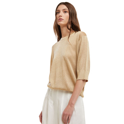 Maglia da Donna in lurex oro modella frontale
