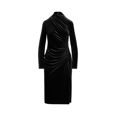 Abito Donna asimmetrico in velluto Nero