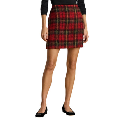 Minigonna Donna dritta fantasia scozzese modella frontale