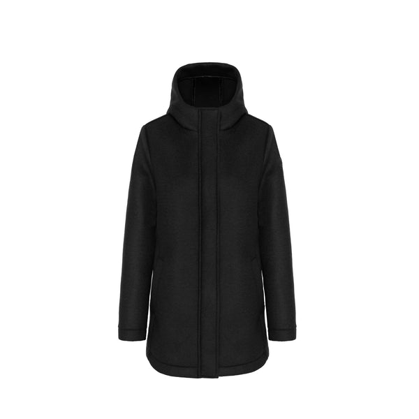 Cappotto Donna Nero, effetto opaco, con logo gommato sulla manica 