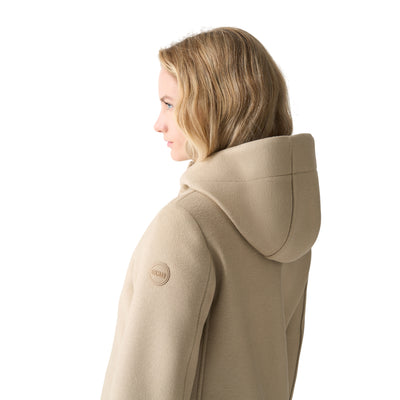 Cappotto Donna Beige, in misto lana, con logo gommato sulla manica