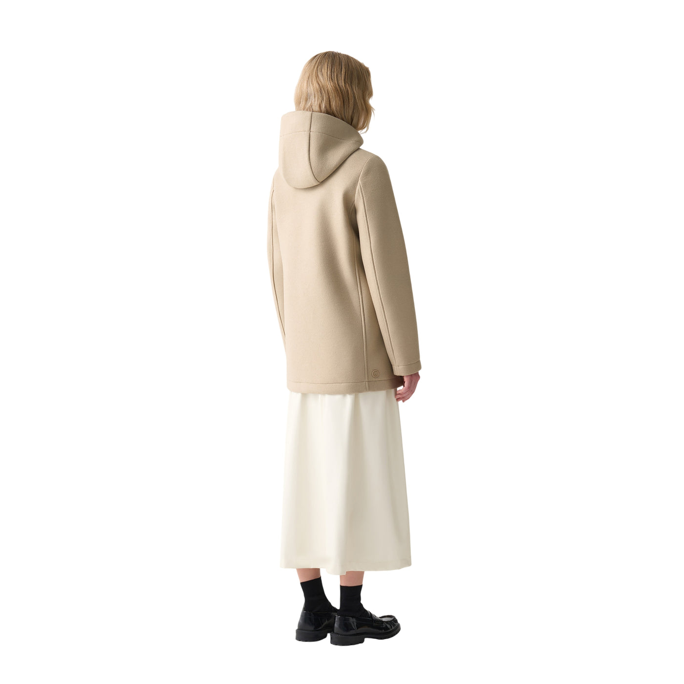 Cappotto Donna Beige, in misto lana, con logo gommato sulla manica