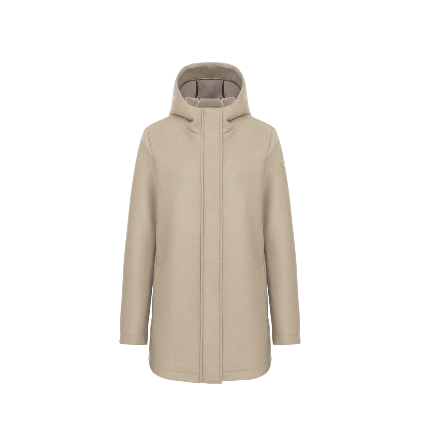 Cappotto Donna Beige, in misto lana, con logo gommato sulla manica