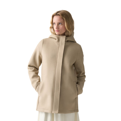 Cappotto Donna Beige, in misto lana, con logo gommato sulla manica
