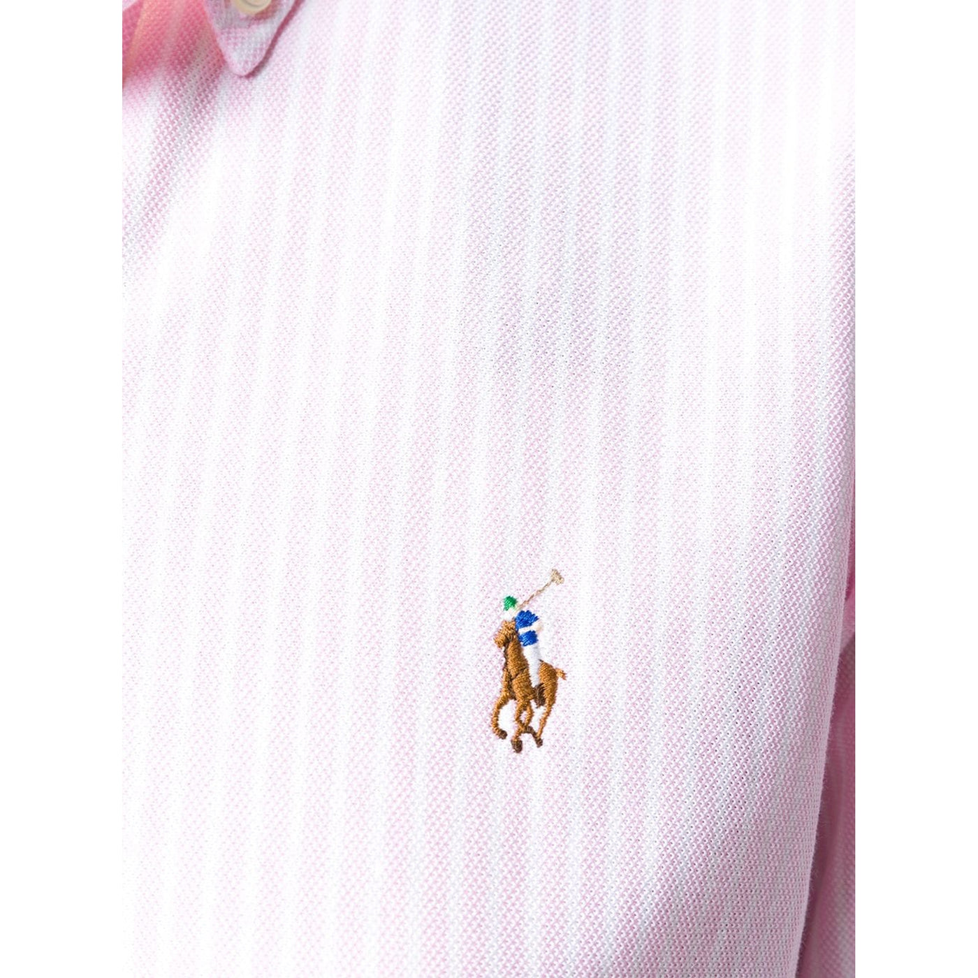 Camicia Donna in cotone a righe rosa dettaglio logo 