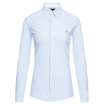 Camicia Donna in cotone a righe celeste