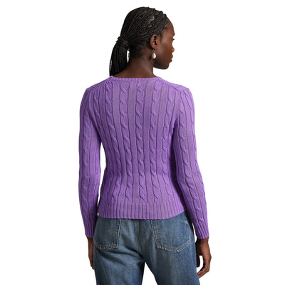 Maglia Donna in cotone a trecce Viola modella retro