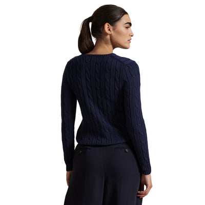 Maglia Donna in cotone a trecce Navy modella retro