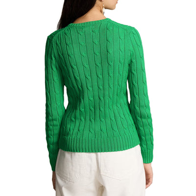 Maglia Donna in cotone a trecce Verde modella retro