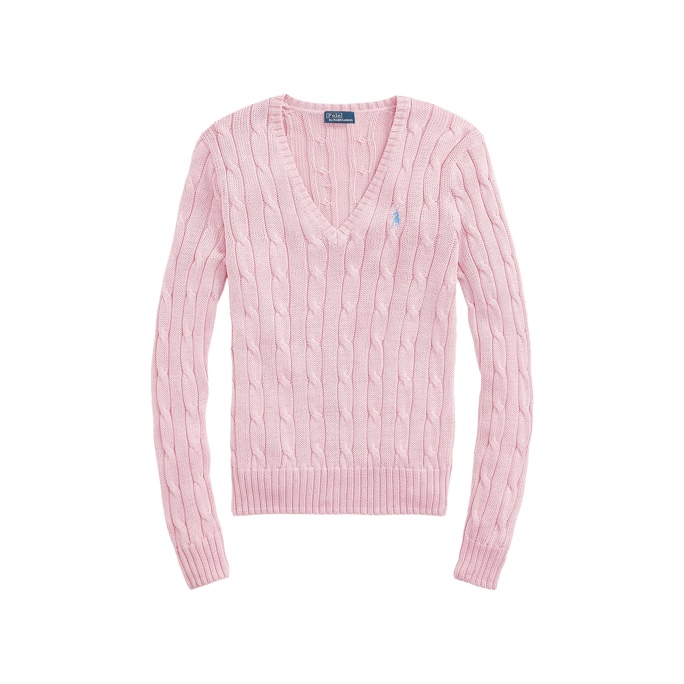 Maglia Donna a trecce con scollo a V Rosa