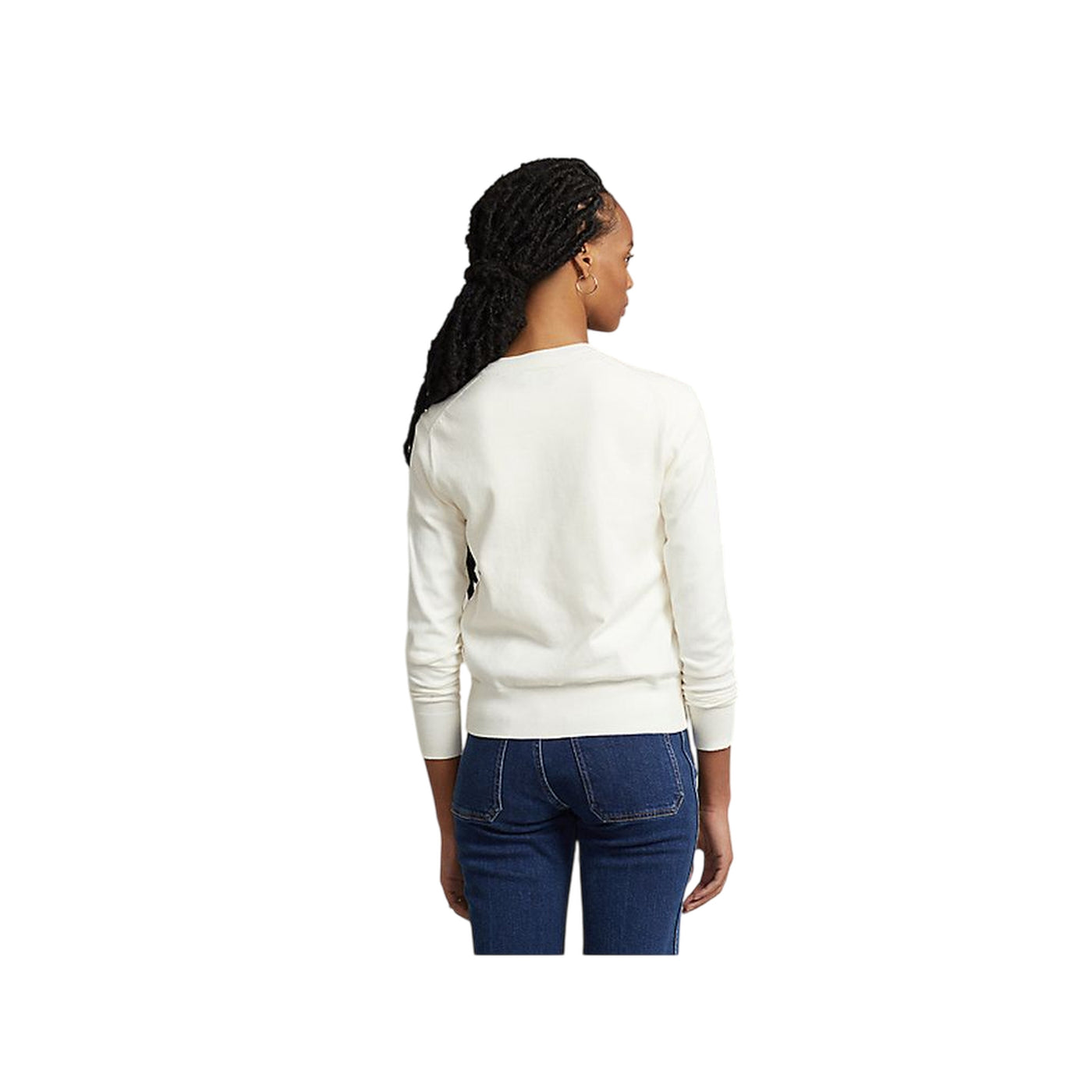 Cardigan Donna con bottoni color crema modella retro