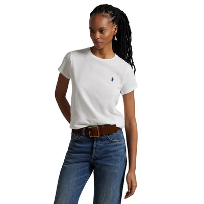 T-shirt Donna in jersey di cotone Bianco modella frontale