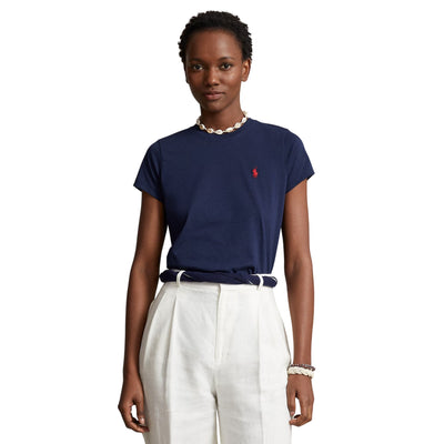 T-shirt Donna in jersey di cotone Navy modella frontale