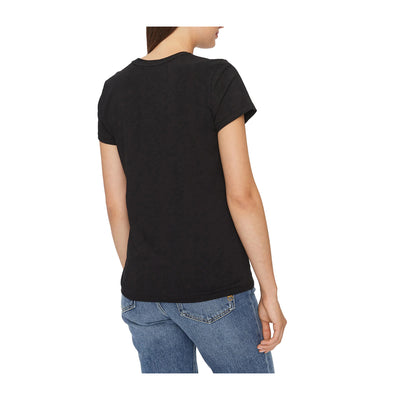 T-shirt Donna in cotone, con maniche corte e logo ricamato a contrasto