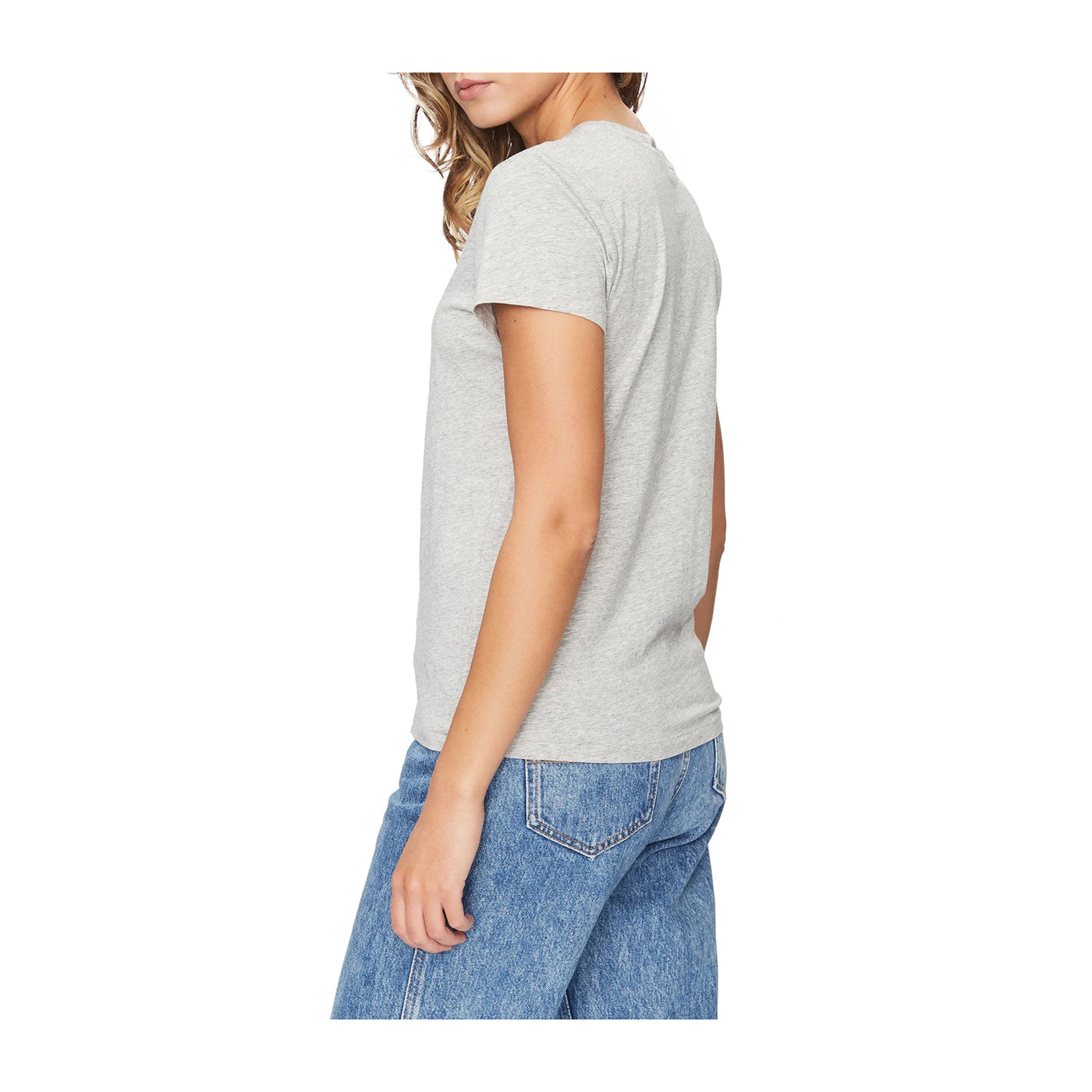 T-shirt Donna in morbido cotone elasticizzato con logo blu ricamato