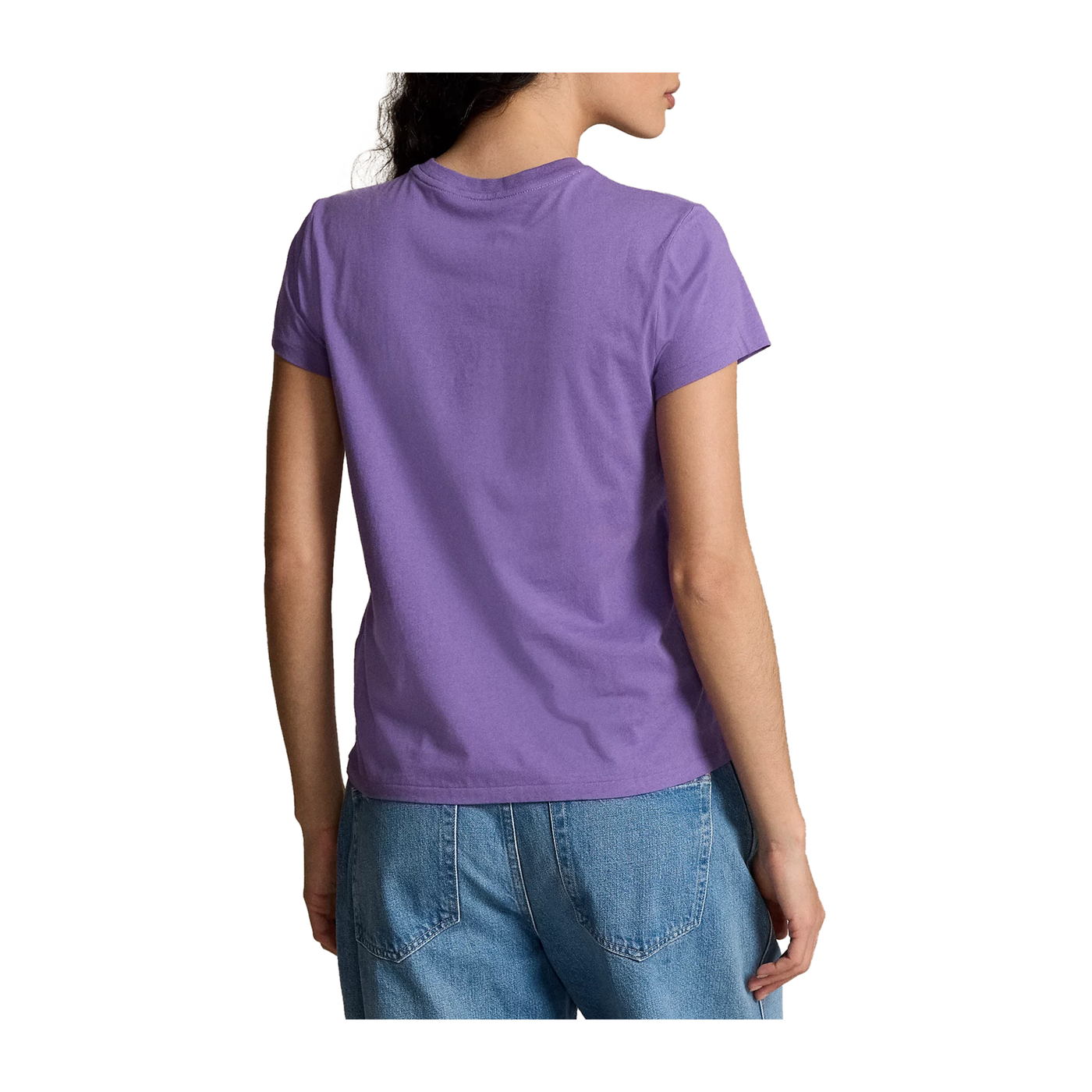 T-shirt Donna a tinta unita, in jersey di cotone, con logo verde acqua