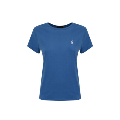 T-shirt Donna in cotone in tinta unita blu