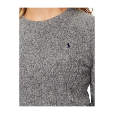 Maglia Donna misto cashmere, intrecciata, con logo blu ricamato